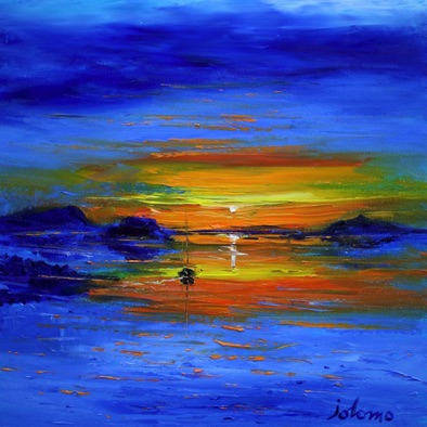 Misty Sunset Isle of Iona 16x16